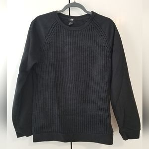 Black Knit Pullover W/ Rib knit contrast front